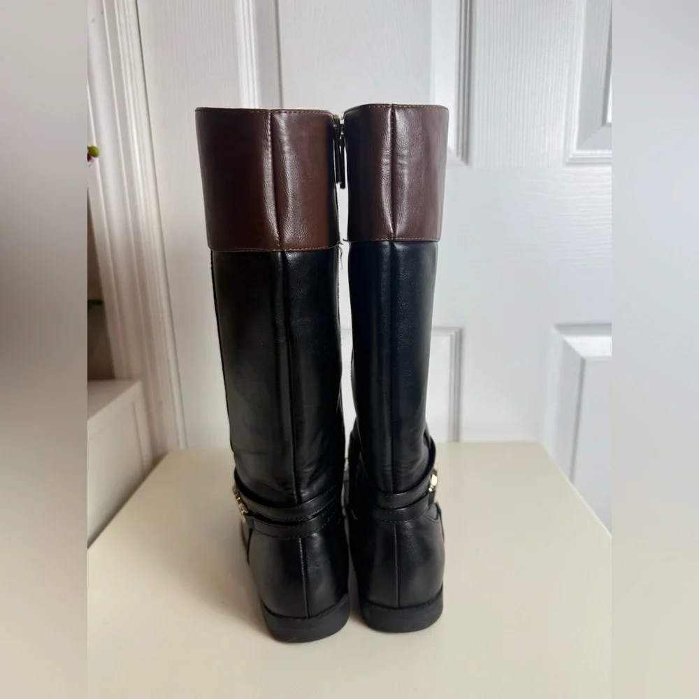 Michael Kors Girls Black & Brown Riding Boots Size 1